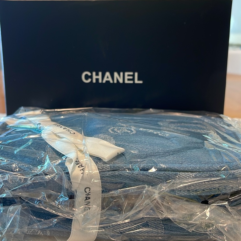 Chanel denim clutch/ cosmetic bag